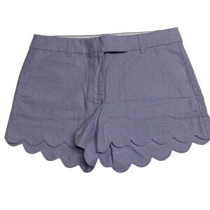 J.Crew Womens Lavender Scalloped Hem Shorts Cotton Blend Casual 4‎